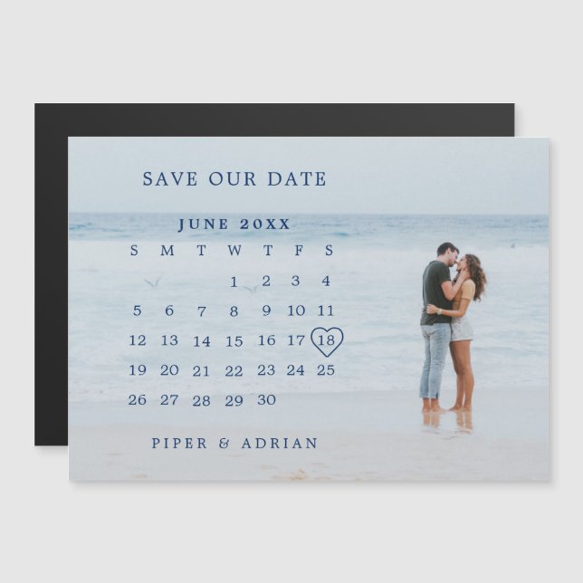 Einfaches Foto-Overlay Save the Date Magneteinladung (Vorne/Hinten)