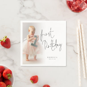 Einfaches Foto Overlay Script 1. Geburtstag Serviette