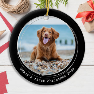 Einfaches Foto Personalisierter Hund über Weihnach Keramik Ornament