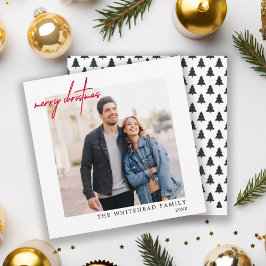 Einfaches Foto Rot Frohe Weihnachten Weiß