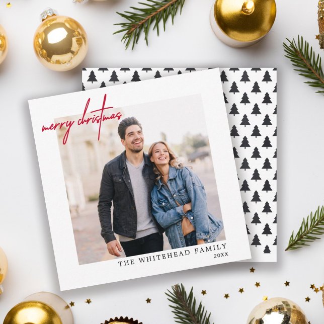 Einfaches Foto Rot Frohe Weihnachten Weiß (Von Creator hochgeladen)