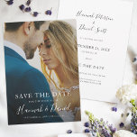 Einfaches Foto Save the Date für Hochzeiten<br><div class="desc">Dieses schlichte Foto Hochzeit speichern Sie das Datum der Flachkarte hat ein warmes, minimalistisches Design. Die Vorderseite zeigt SAVE THE DATE Text über Ihren Vornamen und Datum und Hochzeitsort. Dieser Text ist weiß, und Ihre Namen werden mit einem lebendigen, skurrilen Schriftart hervorgehoben, der diesem modernen minimalistischen Look ein Gefühl von...</div>