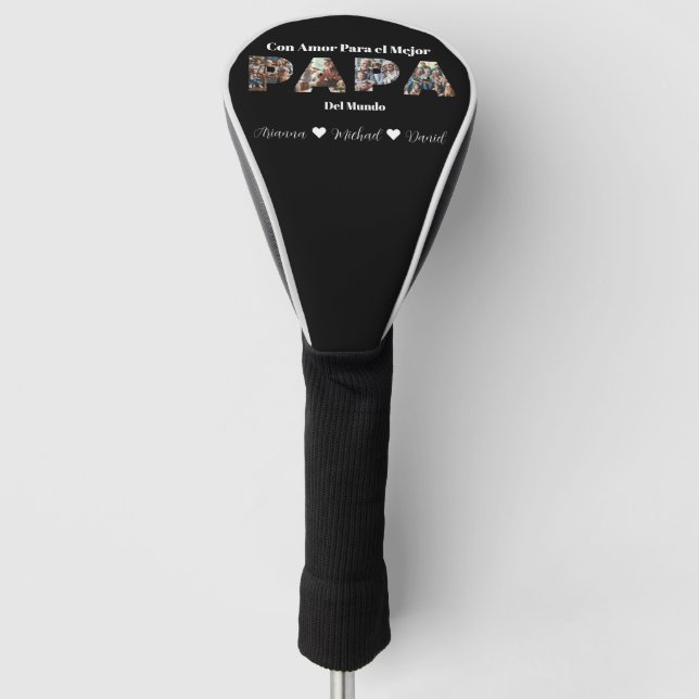 Einfaches Foto Skript Bester Vater je Spanisch Golf Headcover (Vorderseite)