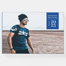 Einfaches Foto Tab Abschluss Blue Gästebuch