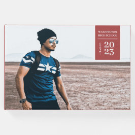 Einfaches Foto Tab Abschluss Rotes Gästebuch