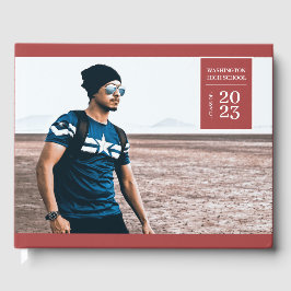 Einfaches Foto Tab Abschluss Rotes Gästebuch