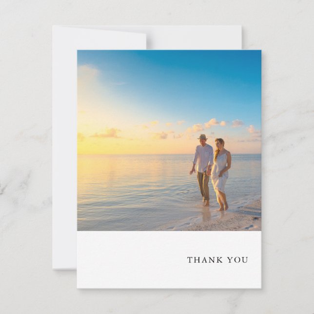 Einfaches Foto-Thema Hochzeit RSVP Dankeskarte (Vorderseite)