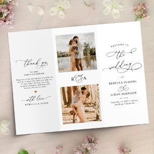 Einfaches Foto-Tri-Fold-Hochzeitsprogramm