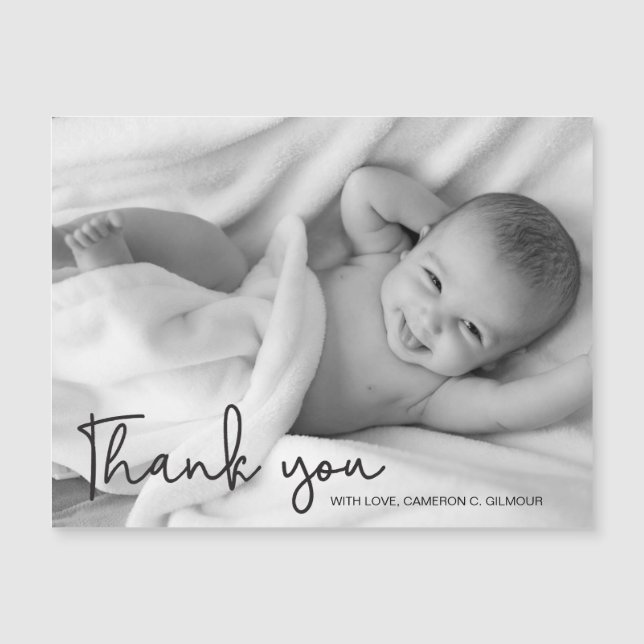 Einfaches Foto Vielen Dank, Script von Baby Magnetkarte (Vorderseite)