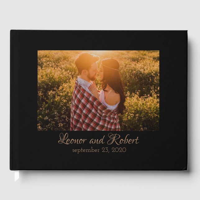 Einfaches Foto Wedding Guest Book Gästebuch (Vorderseite)
