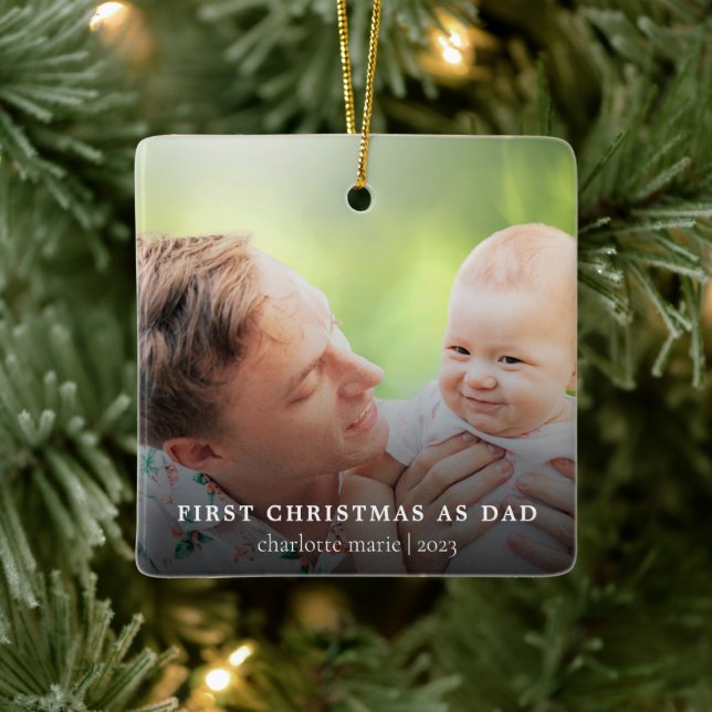 Einfaches Foto Weihnachten als Vater Keramikornament (Baum)
