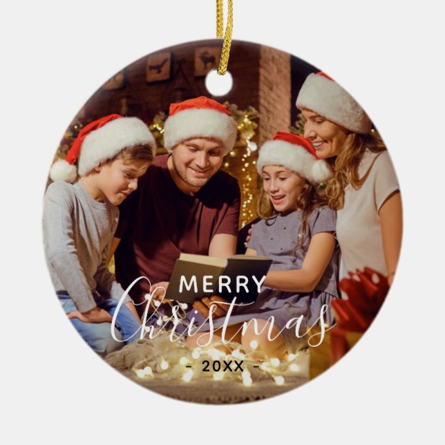Einfaches Foto zu Weihnachten Keramik Ornament (Vorne)