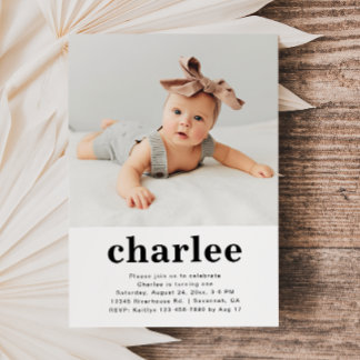 Einfaches Foto zum Geburtstag | Floral Einladung