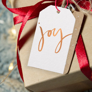 Einfaches FREUDE Kupfer-metallischer Geschenkanhänger