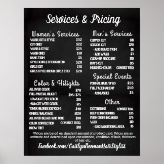 Einfaches Friseursalon-Menü Poster