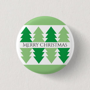 Einfaches Frohe Weihnachten Grünbaum-Design Button