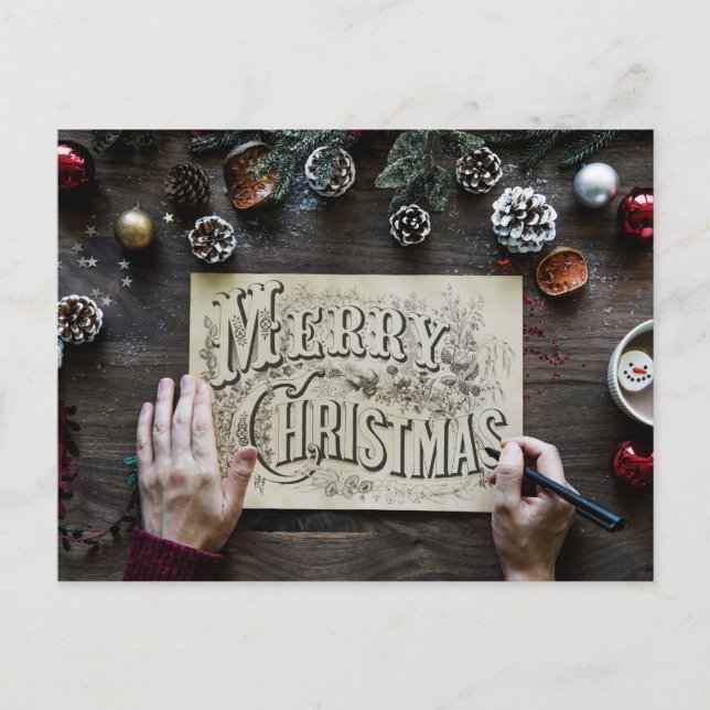 Einfaches Frohe Weihnachten Postkarte (Vorderseite)