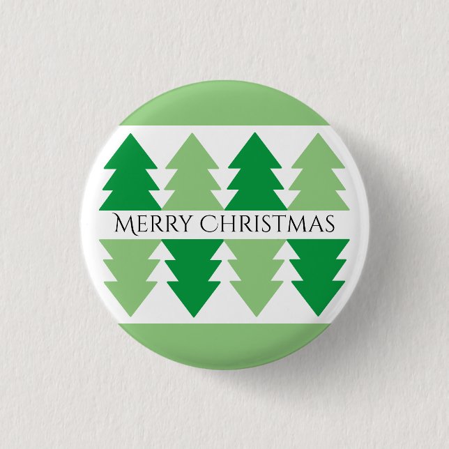 Einfaches fröhliches Weihnachts-Grünbaumdesign Button (Vorderseite)