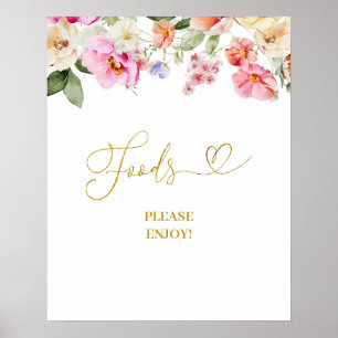 Einfaches Frühlings-Blumen-Party-Schild für Essen Poster