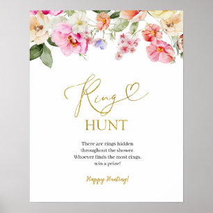 Einfaches Frühlings-Blumen-Ring-Suchspiel-Schild Poster