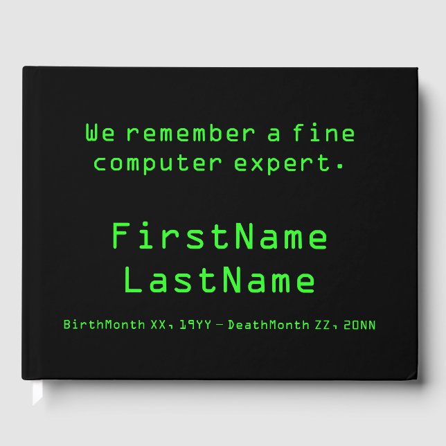 Einfaches Gästebuch für Computerexperten (Vorderseite)