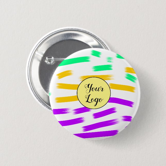 einfaches, gelbblaues Wasserfarbenlogo Button (Vorne & Hinten)