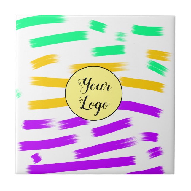 einfaches, gelbblaues Wasserfarbenlogo Fliese (Vorderseite)