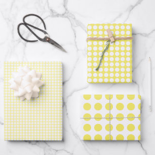 Einfaches gelbes und weißes Punkte-Muster Geschenkpapier Set