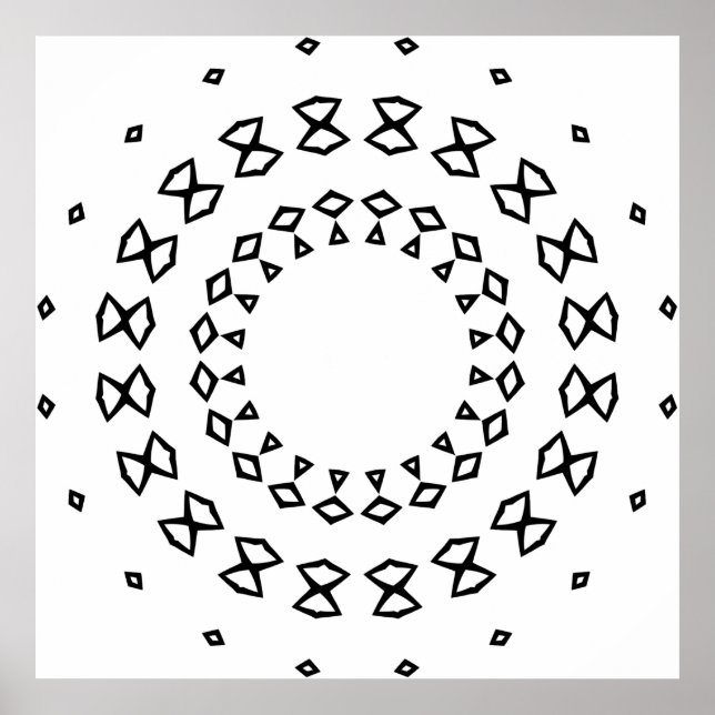 Einfaches geometrisches Mandala-Malvorlagen-Design Poster (Vorne)