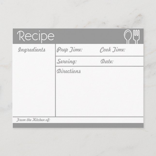 Einfaches, gerötetes Graurezept Postkarte (Vorderseite)