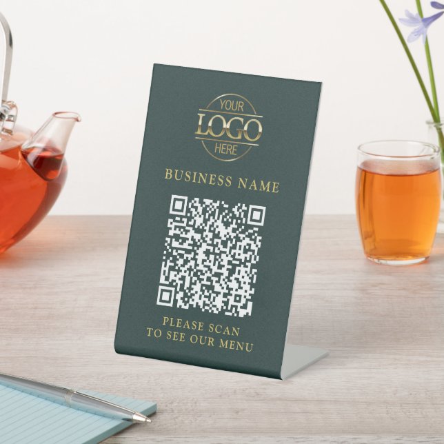 Einfaches Geschäft-Logo QR-Code-Menü Kontaktlos Sockelschild (In SItu)