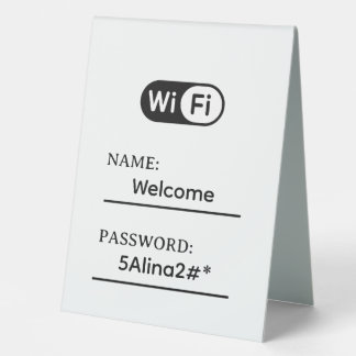 Einfaches Geschäft-Wifi-Passwort und Netzwerk Tischaufsteller