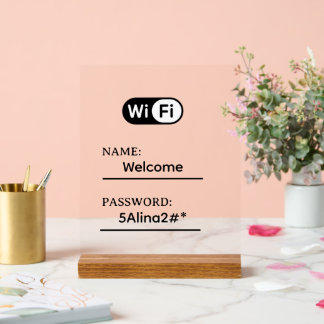 Einfaches Geschäfts-Wifi-Passwort und Netzwerk Acrylschild