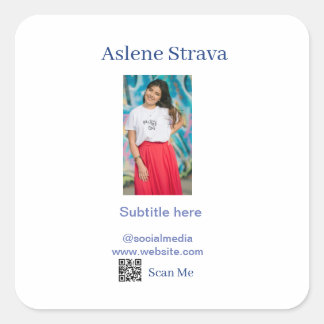 einfaches Geschäftsfoto QR soziale Website Name Li Quadratischer Aufkleber