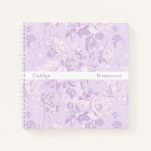 Einfaches gestreiftes pastelllila Blumenquadrat Notizbuch