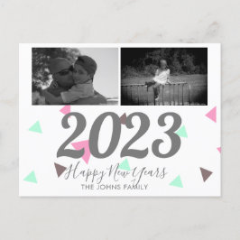 Einfaches Glück für neue Jahre 2023 Pink Confetti Postkarte