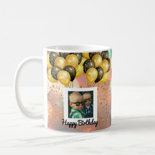 Einfaches Glück zum Geburtstag Hinzufügen von Foto Kaffeetasse (Links)
