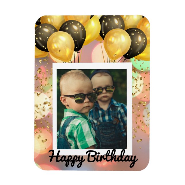 Einfaches Glück zum Geburtstag Hinzufügen von Foto Magnet (Vertikal)