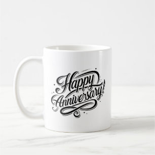 Einfaches glückliches Jubiläum Elegante Schwarze K Kaffeetasse
