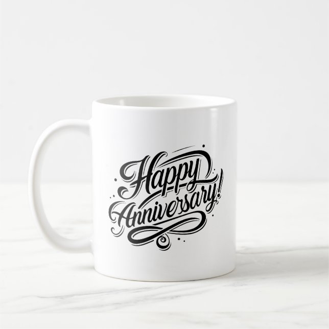 Einfaches glückliches Jubiläum Elegante Schwarze K Kaffeetasse (Links)