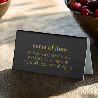 Einfaches Gold auf schwarzen Buffets Beschreibung  Tischaufsteller