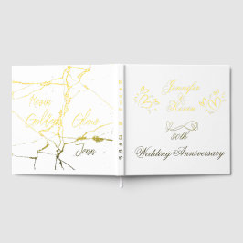 Einfaches Gold auf weißem 50. Hochzeitstag | Gästebuch