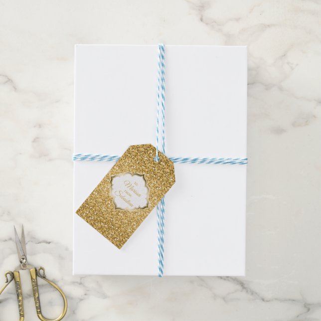 Einfaches Gold-Glitzer mit Spargeln Geschenkanhänger (Mit Garn)