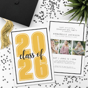 Einfaches Gold Graduate Foto Abschluss Einladung