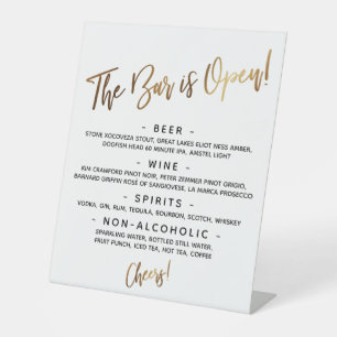Einfaches Gold-Handschrift-Schild für offene Bar-M Sockelschild