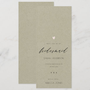 EINFACHES GOLD-HERZ-KRAFT-TYPOGRAFIE Brautjungfer Einladung