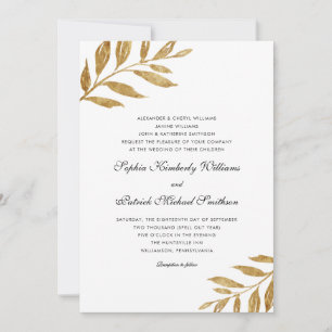 Einfaches Gold Leaf   3 Sets Hochzeit Einladung