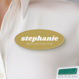 Einfaches Gold mit Skriptnamen und Titel Namenschild