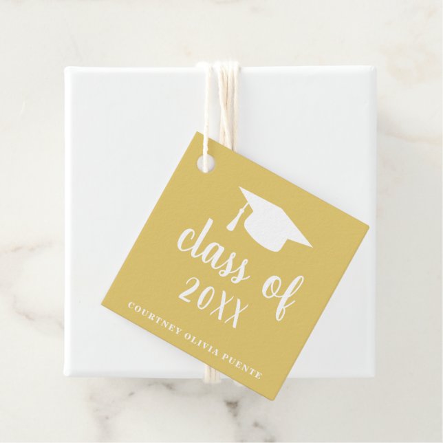Einfaches Gold Mortar Board Moderner Abschluss Geschenkanhänger (Beispiel)