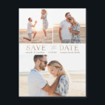 Einfaches Gold-Multiple-Foto Save the Date Magnetkarte<br><div class="desc">Save the Date rettete Hochzeitsankündigungen mit einem einfachen Design,  das mit drei Fotos des Ehepaares angepasst werden kann. Personalisieren Sie Ihre Daten.</div>